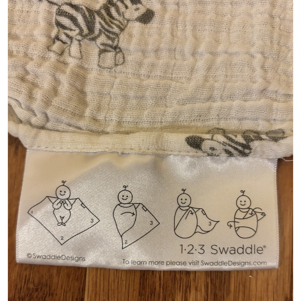 Amazing Baby Blanket Zebra Muslin Swaddle Premium Cotton White Gray 48"x42"[A4] - Picture 3 of 9